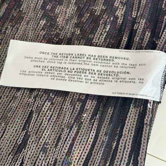 Dress The Population Dress Strapless Sequin Fringe Black Iridescent Size XS NEW - Picture 7 of 11